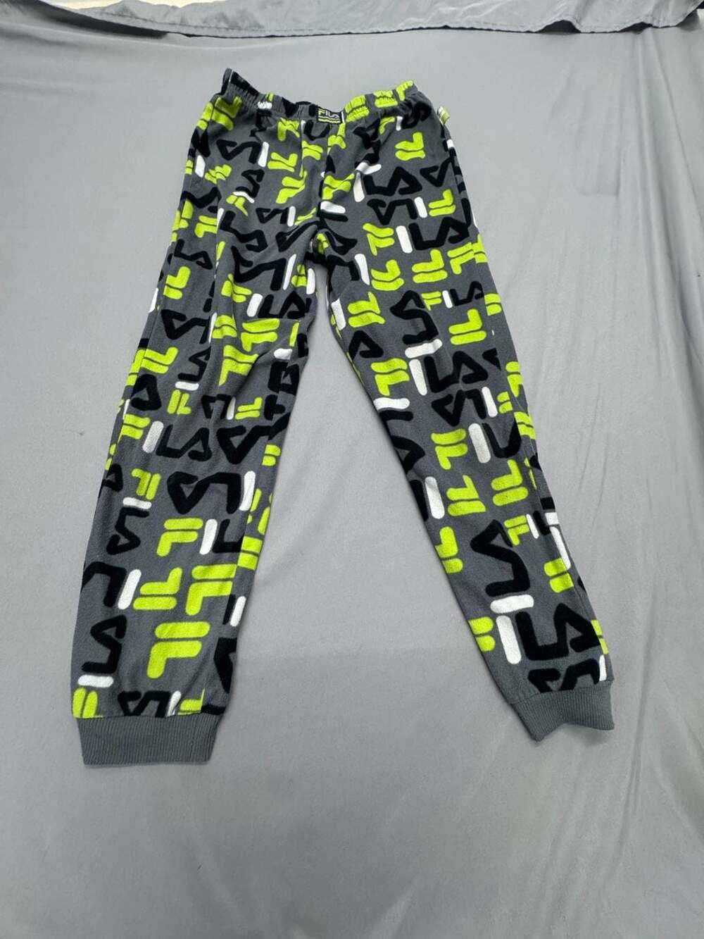Fila Sleepwear Pants Size L (10/12) Gray Logo Fleece Joggers